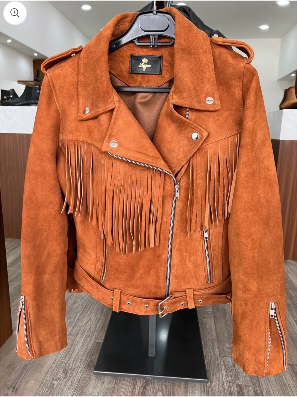 Zara brown Suede Fringe Moto Jacket